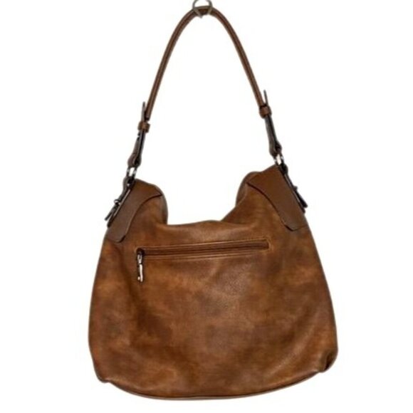 Lapsting Brown Shoulder Bag With Adjustable Strap & Zipper Pockets Vegan Leather - Picture 10 of 10
